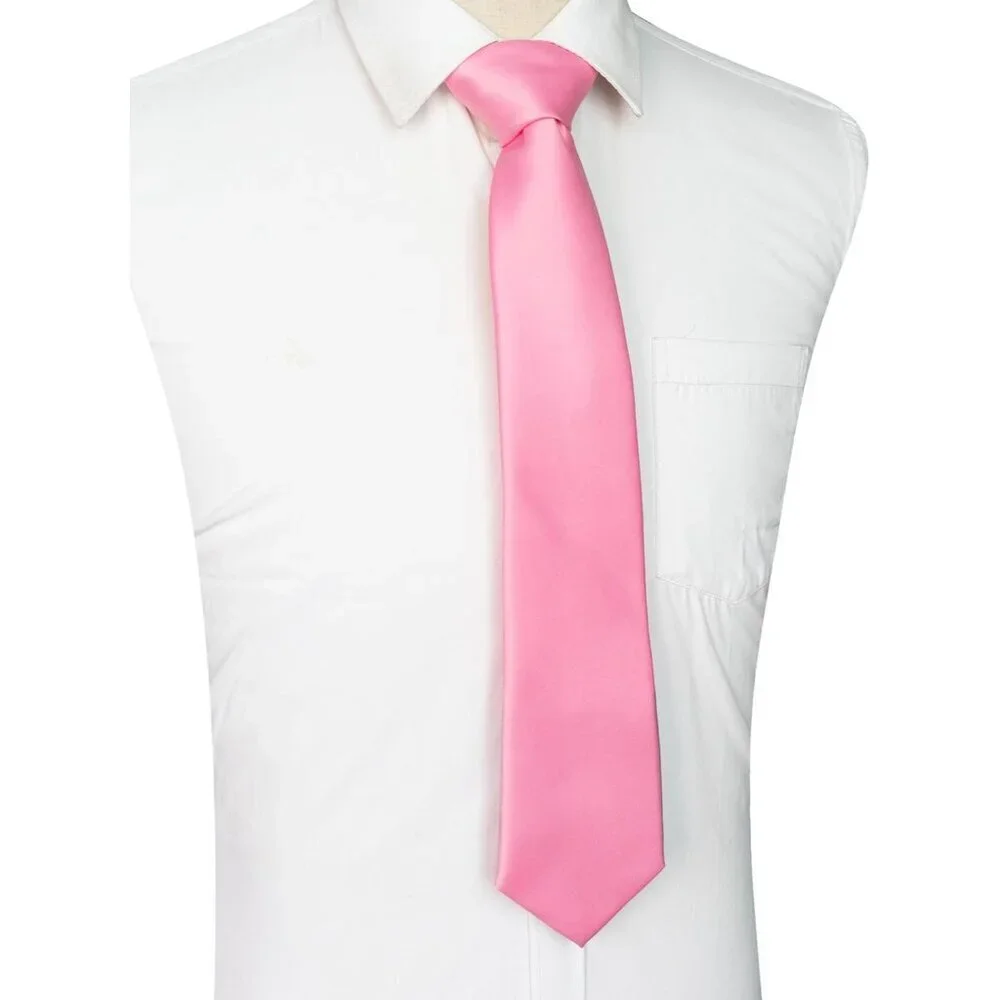 Men's Pink Solid Pure Color Imported Polyester Formal Neck Ties